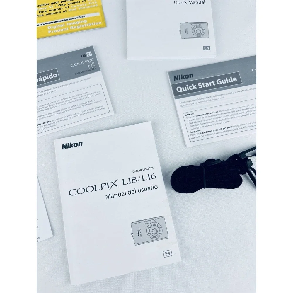 Nikon CoolPix L18 L16 Digital Camera User Guide Manual - Quick Start Strap CD ++